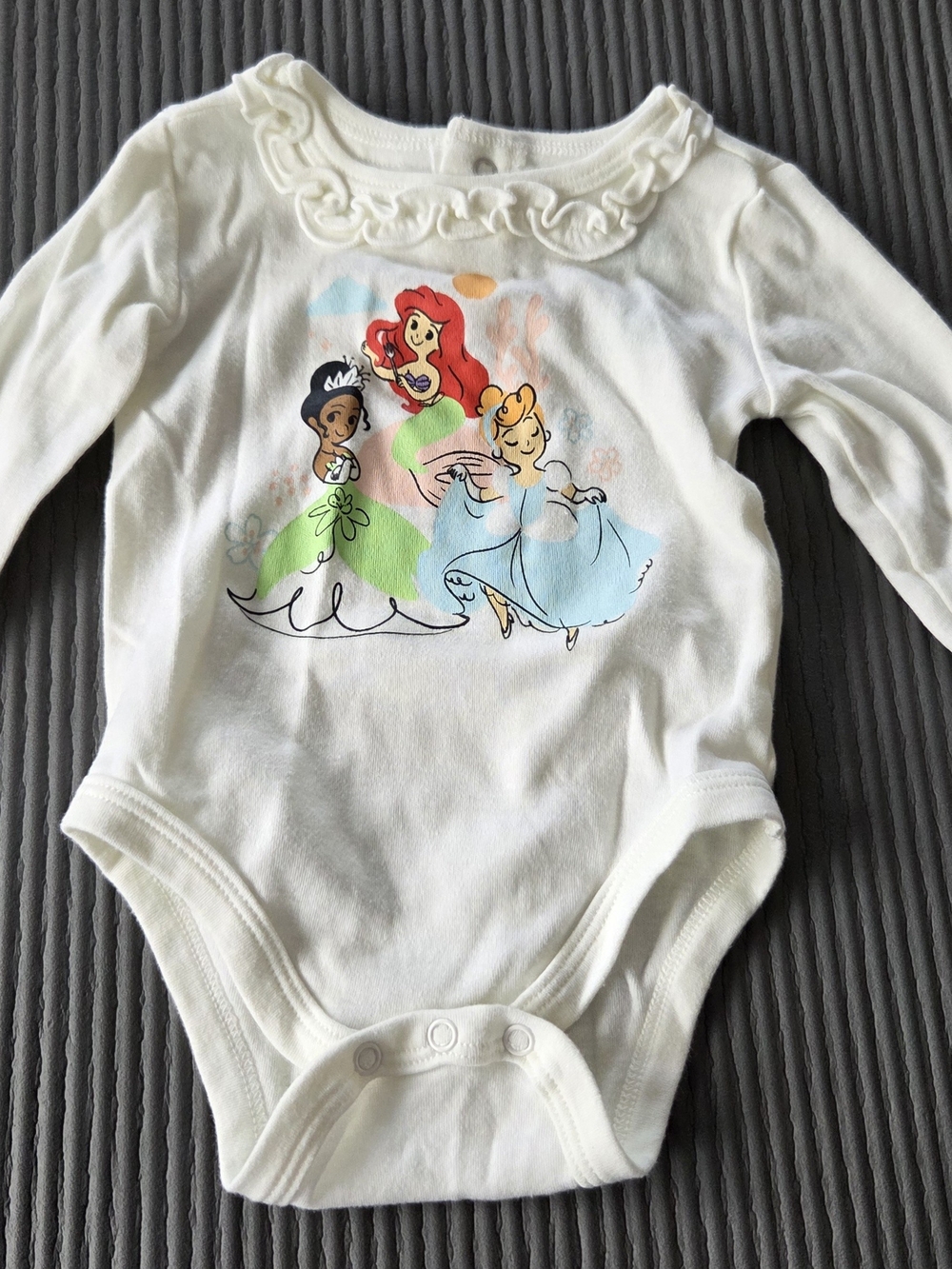 Disney Cream Princess Graphic Baby One-Piece with Ruffle Neck 9 Month